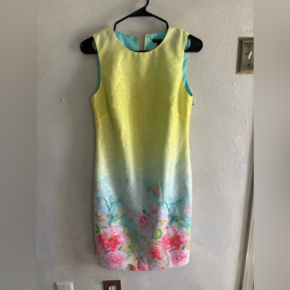 Alberto Makali Yellow and Blue Floral Mini Dress